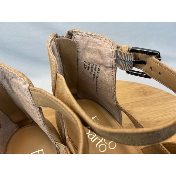 Franco Sarto Olympus Sandal 9.5 Tan Strappy Gladiator Low Heel Zip Up Back - Picture 7 of 7